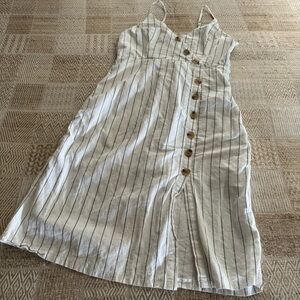 RUMOR Spaghetti Strap Stripped Button Dress